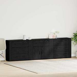 vidaXL Sideboard cu sertar Stejar Negru 240 x 33 x 70 cm Lemn compozit imagine