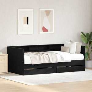 vidaXL Daybed cu headboard Stejar Negru 90 x 200 cm Lemn compozit imagine