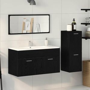 vidaXL Set de mobilier pentru baie 3 pcs Stejar Negru Lemn compozit imagine