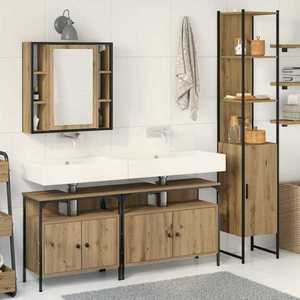 vidaXL Set de mobilier pentru baie cu raft 4 pcs Stejar Artizanal imagine