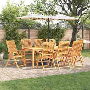 vidaXL Set de masă pentru grădină 9 pcs Maro lemn masiv de acacia imagine