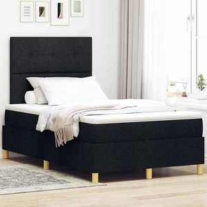 vidaXL Pat cu arcuri cu headboard Negru 120 x 200 cm țesătură imagine
