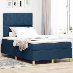 vidaXL Pat cu arcuri cu headboard albastru 120 x 200 cm țesătură imagine
