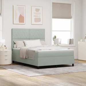 vidaXL Pat cu arcuri cu saltea Gri deschis 140 x 190 cm Catifea imagine