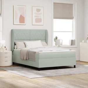 vidaXL Pat cu arcuri cu saltea Gri deschis 140 x 190 cm Catifea imagine