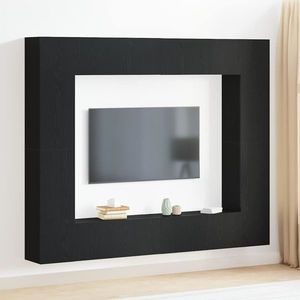 vidaXL Set comodă TV Pe perete Negru Lemn compozit imagine