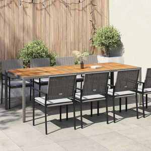 vidaXL Masă de grădină pentru dining Gri 250 x 100 x 75 cm Rattan poli imagine