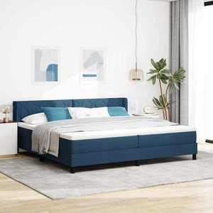 vidaXL Pat boxspring cu saltea cu saltea albastru 200 x 200 cm imagine