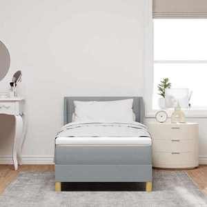 vidaXL Pat cu Saltea cu Arcuri Gri deschis 90 x 200 cm țesătură imagine