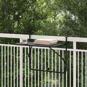 vidaXL Masă Suspendată pentru Balcon Negru 60 x 39 x 65 cm Oțel imagine