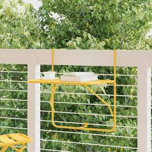 vidaXL Masă Suspendată pentru Balcon Muștar 60 x 39 x 65 cm Oțel imagine