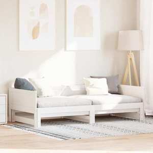 vidaXL Pat de zi extensibil Alb 203.5 x 184 x 56.5 cm imagine