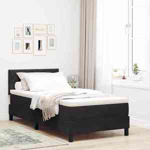 vidaXL Pat cu arcuri cu headboard Negru 90 x 200 cm Catifea imagine