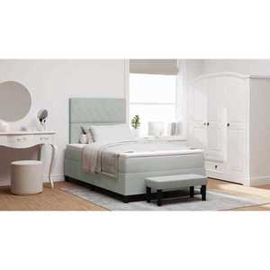 vidaXL Pat cu arcuri cu saltea Gri deschis 120 x 190 cm Catifea imagine