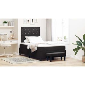 vidaXL Pat cu arcuri cu saltea cu headboard Negru 120 x 200 cm Catifea imagine