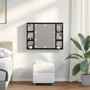 vidaXL Dulap cu oglindă Stejar negru 76 x 15 x 55 cm Lemn compozit imagine