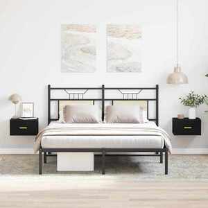 vidaXL Noptieră suspendată 2 pcs Stejar negru 35 x 35 x 20 cm imagine