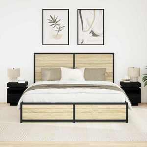 vidaXL Noptieră 2 pcs Stejar negru 40 x 39 x 48.5 cm Lemn compozit imagine