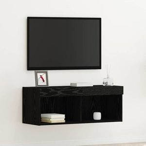 vidaXL Set comodă TV Stejar Negru 80 x 30 x 30 cm Lemn compozit imagine
