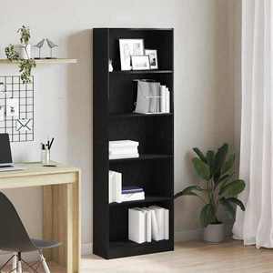 vidaXL Bibliotecă Stejar Negru 60 x 24 x 176 cm Lemn compozit imagine
