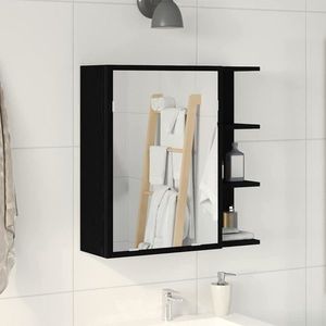 vidaXL Dulap cu oglindă pentru baie Stejar Negru 62, 5 x 20, 5 x 64 cm imagine