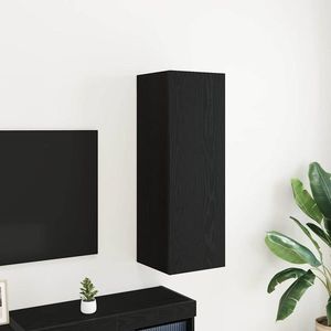 vidaXL Dulap pentru TV pe Perete Stejar Negru 30, 5 x 30 x 90 cm imagine