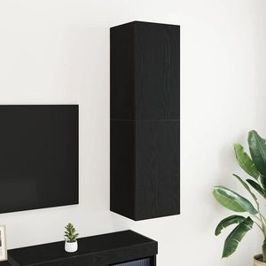 vidaXL Dulap pentru TV pe Perete Stejar Negru 30, 5 x 30 x 110 cm imagine