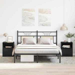 vidaXL Dulap de noapte cu sertar 2 pcs Stejar negru 40 x 40 x 50 cm imagine