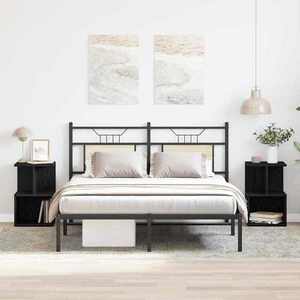 vidaXL Dulap de noapte 2 pcs Stejar negru 35 x 35 x 55 cm imagine