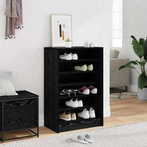 vidaXL Dulap pentru pantofi Stejar Negru 60 x 35 x 92 cm Lemn compozit imagine