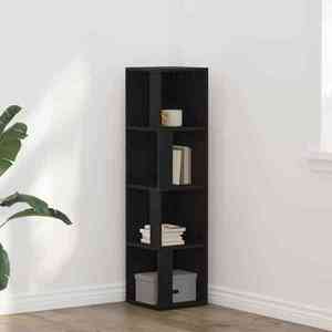 vidaXL Rafturi de colț Stejar Negru 33 x 33 x 132 cm Lemn compozit imagine