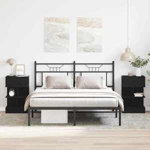 vidaXL Dulap de noapte 2 pcs Stejar negru 40 x 35 x 65 cm imagine