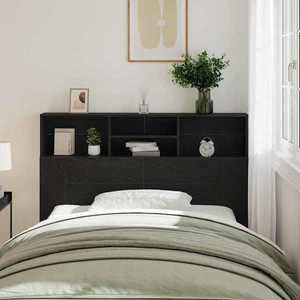 vidaXL Tablă de pat cu sertar cu raft Stejar Negru 140 x 19 x 103, 5 cm imagine