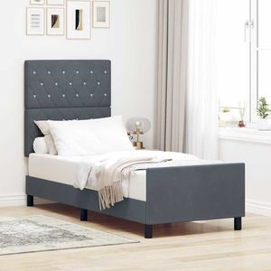 vidaXL Cadru de pat cu headboard Gri închis 80 x 200 cm Catifea imagine