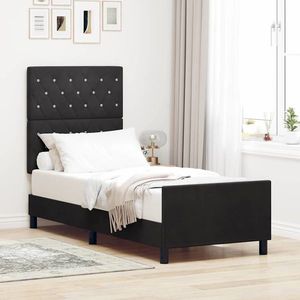 vidaXL Cadru de pat cu headboard Negru 80 x 200 cm Catifea imagine