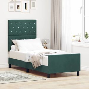 vidaXL Cadru de pat cu headboard Verde închis 80 x 200 cm Catifea imagine