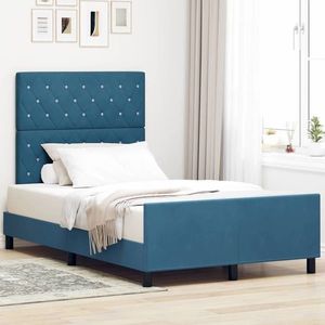 vidaXL Cadru de pat cu headboard Albastru închis 120 x 200 cm Catifea imagine