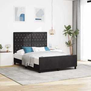 vidaXL Cadru de pat cu headboard Negru 140 x 190 cm Catifea imagine