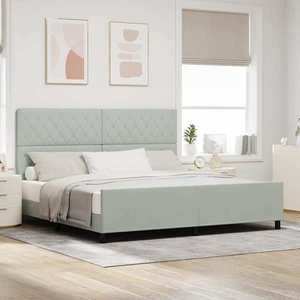 vidaXL Cadru de pat cu headboard Gri deschis 200 x 200 cm Catifea imagine