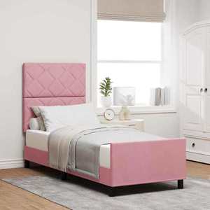 vidaXL Cadru de pat cu headboard Roz 80 x 200 cm Catifea imagine
