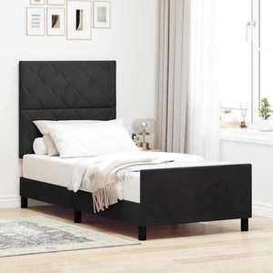 vidaXL Cadru de pat cu headboard Negru 100 x 200 cm Catifea imagine