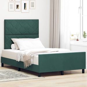 vidaXL Cadru de pat cu headboard Verde închis 120 x 200 cm Catifea imagine