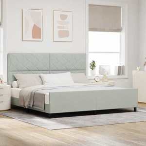 vidaXL Cadru de pat cu headboard Gri deschis 200 x 200 cm Catifea imagine