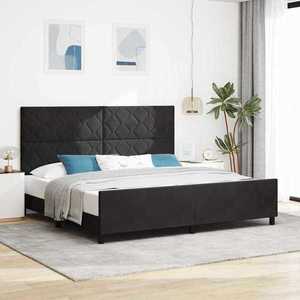 vidaXL Cadru de pat cu headboard Negru 200 x 200 cm Catifea imagine