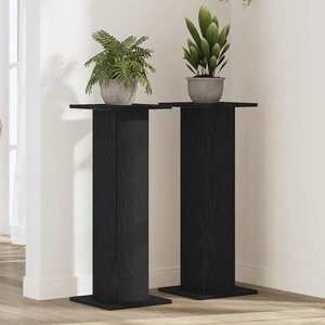 vidaXL Suport pentru plante 2 pcs Stejar negru 30 x 30 x 80 cm imagine