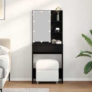 vidaXL Masă de Machiaj Stejar Negru 60 x 40 x 140 cm Lemn compozit imagine