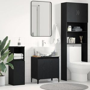 vidaXL Dulap pentru Chiuveta de Baie Stejar Negru 58 x 33 x 60 cm imagine