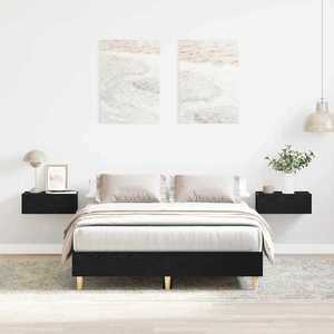 vidaXL Cadru de pat Stejar negru 140 x 190 cm Lemn compozit imagine