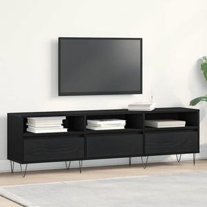 vidaXL Cabinet TV Stejar Negru 150 x 30 x 44, 5 cm Lemn compozit imagine