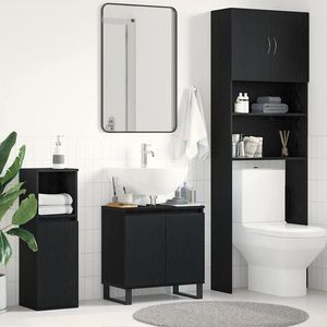 vidaXL Dulap pentru Chiuveta de Baie Stejar Negru 58 x 33 x 60 cm imagine